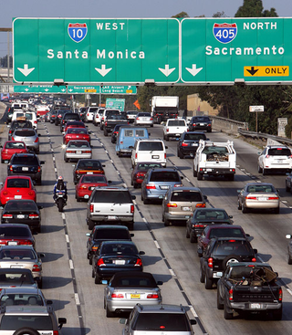 The oil could soon contaminate areas as far away as this Los Angeles freeway.